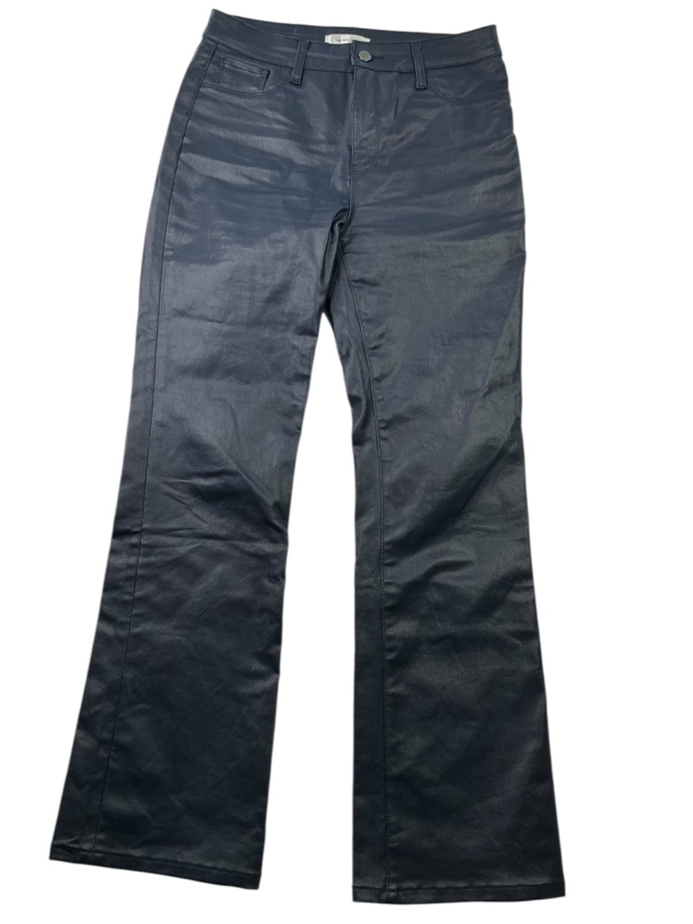 The Noli Shop Aria Black Faux Leather Coated Bootcut Jeans High Rise 30